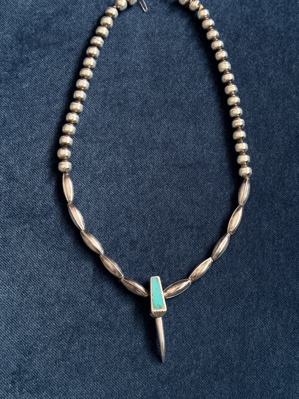 Southwestern Sterling Silver Turquoise Claw
Pendant Necklace